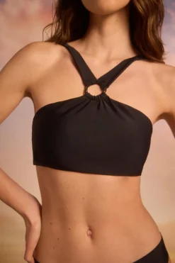 Cortefiel Top biquíni halter argola Preto Best